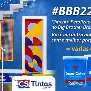 casa bbb22 Big Brother Cimento Efeito Perolizado para Paredes CS Tintas cor azul safira