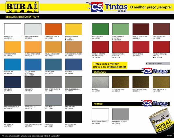 catalogo de cores esmalte sintático industrial alta resistência rurai brazilian cs tintas