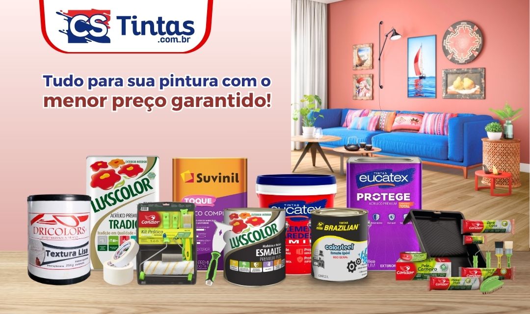 Loja de tintas com tudo para pintura residencial, industrial ou automotiva com o menor preço garantido é na CS Tintas