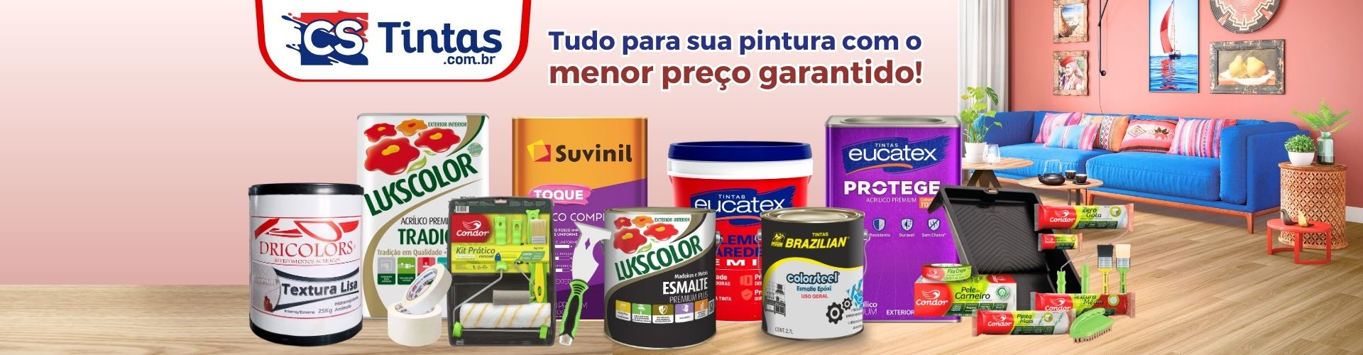 Loja de tintas, tudo para pintura com o menor preço garantido é na CS Tintas, lojas em Poá, Suzano, Itaquaquecetuba e Mogi das Cruzes - SP