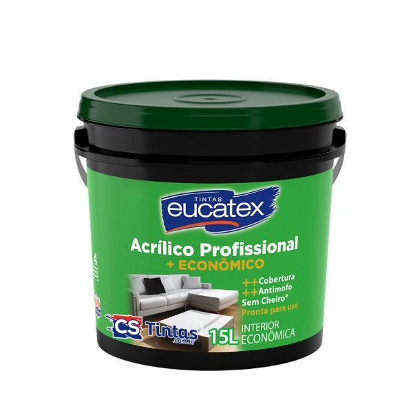 tinta acrilica para uso interno fosco eucatex profissional balde 15 litros branco