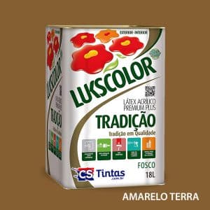 tinta latex acrilico premium lukscolor tradicao cor amarelo terra 18l