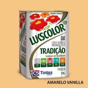 tinta latex acrilico premium lukscolor tradicao cor amarelo vanilla 18l