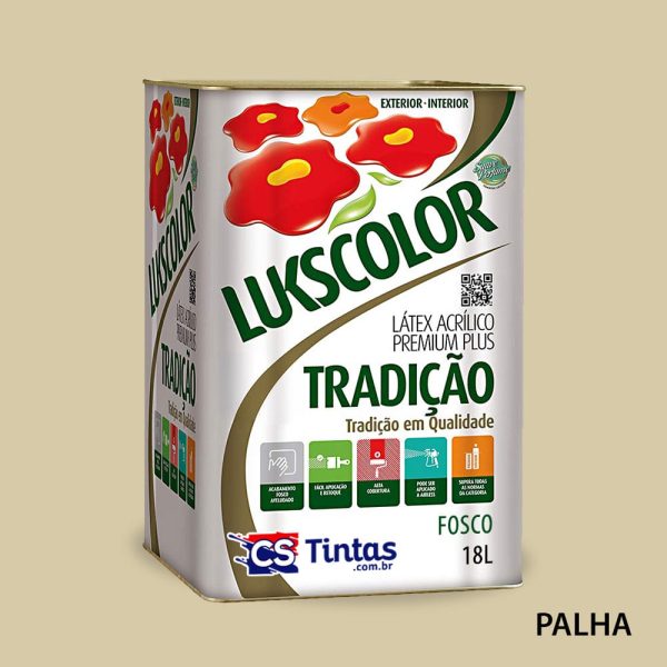 tinta latex acrilico premium lukscolor tradicao cor palha 18l